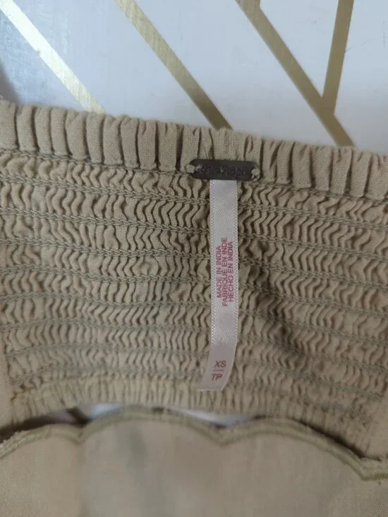 Free People Women's Dressed for sunshine midi dress Desert Topaz Tan Sz XS - Picture 5 of 7